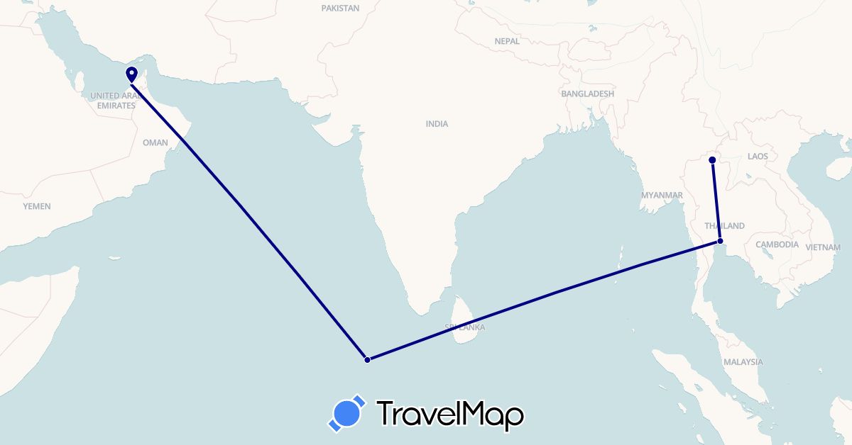 TravelMap itinerary: driving in United Arab Emirates, Maldives, Thailand (Asia)